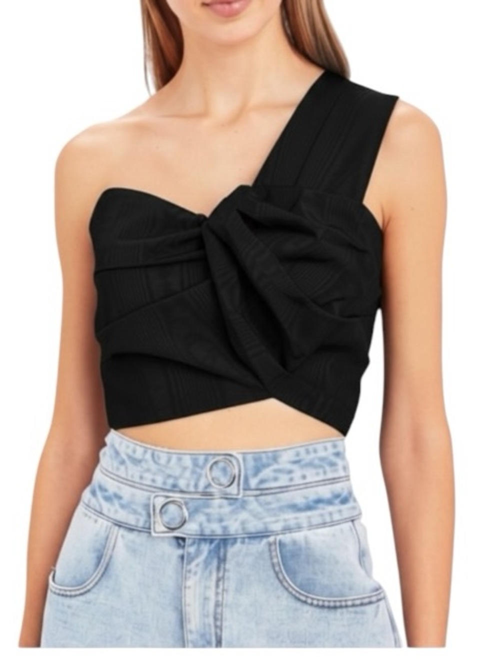 Racil Atlas Twisted One Shoulder Crop Top Black Size Small NWOT $395